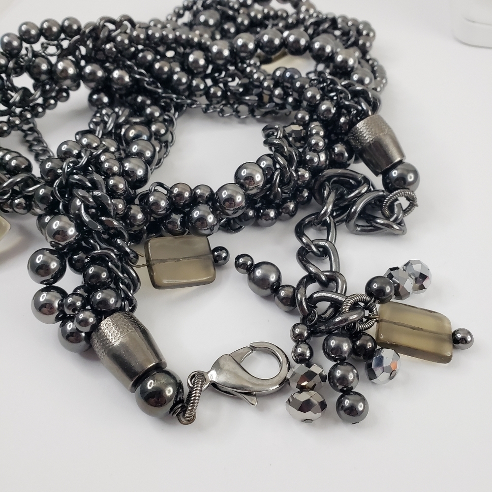 Vintage Gunmetal Beaded Chain Charm Belt